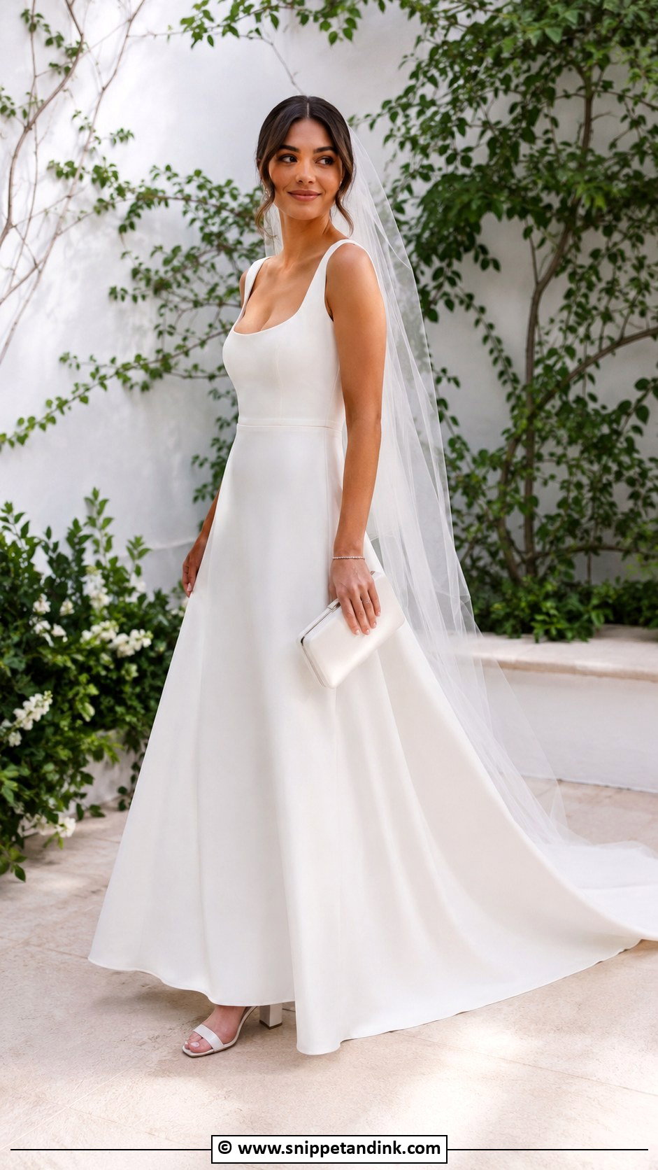 Crepe A Line Wedding Gown - Snippet and Ink - 25 Minimalist Wedding Gown Ideas
