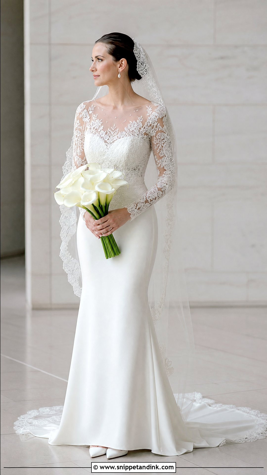 Crepe And Lace Vintage Mermaid Wedding Dress - Snippet and Ink - 20 Vintage Mermaid Wedding Dress Ideas
