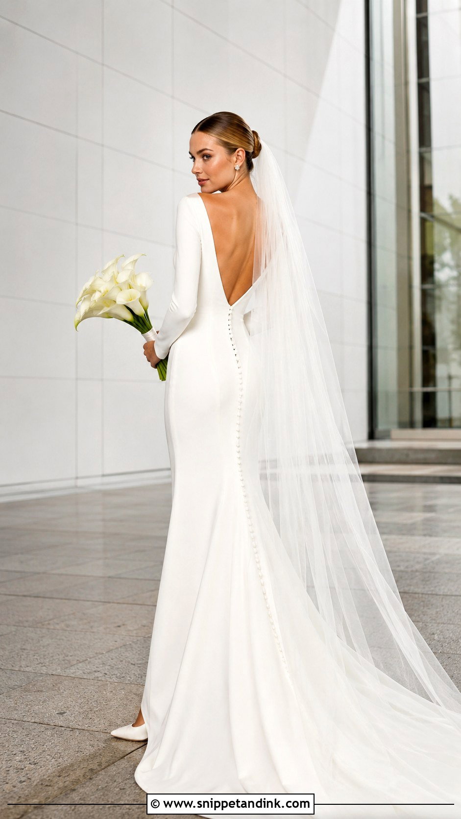 Crepe Bateau Neckline Wedding Dress With Open Back - Snippet and Ink - 20 Bateau Neckline Wedding Dress Ideas