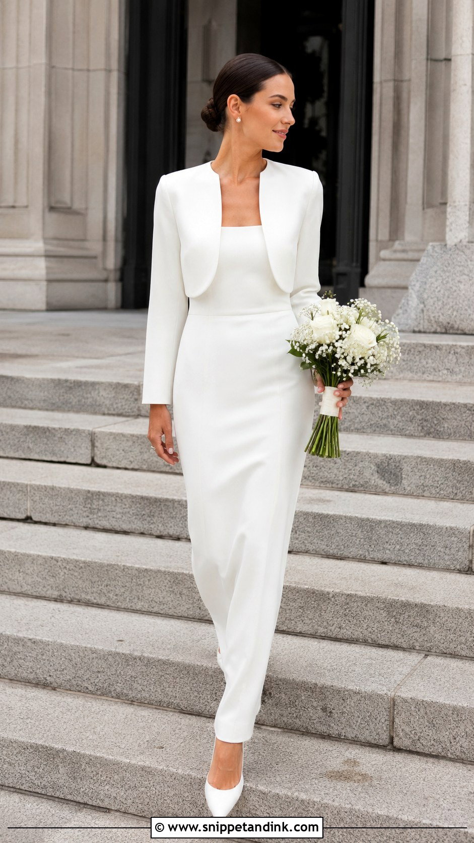 Crepe Bolero Wedding Dress - Snippet and Ink - 25 Bolero Wedding Dress Ideas