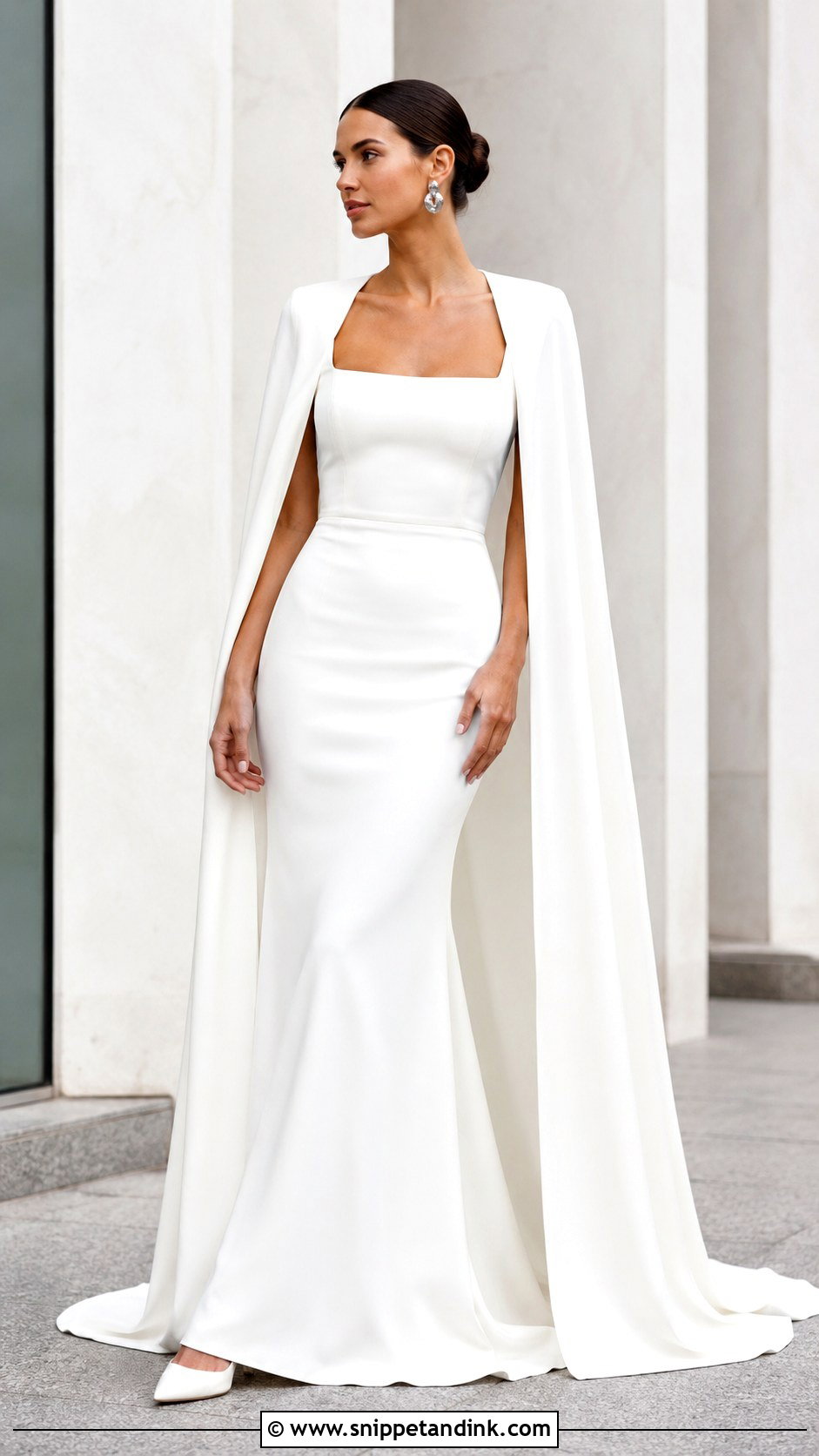 Crepe Cape Wedding Dress - Snippet and Ink - 30 Cape Wedding Dress Ideas