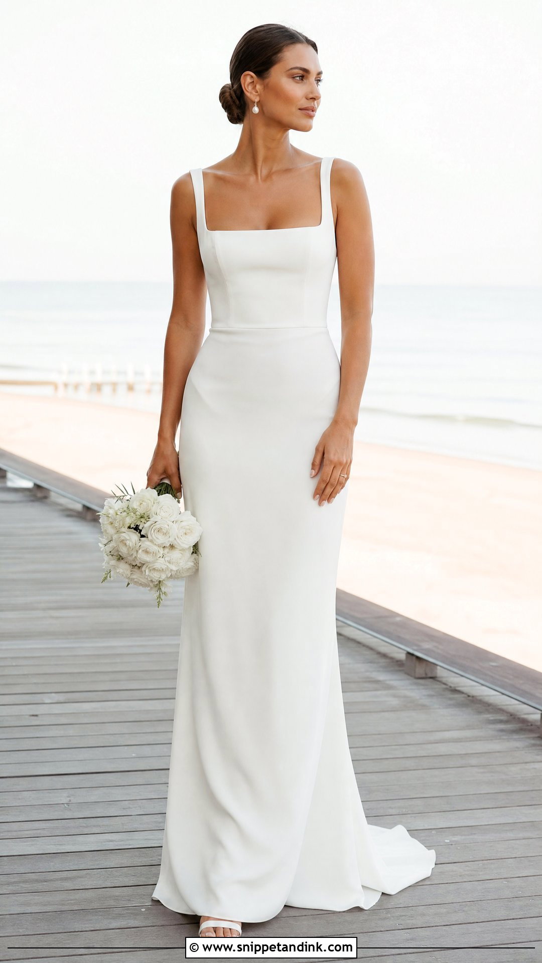 Crepe Column Beach Wedding Dress - Snippet and Ink - 25 Simple Beach Wedding Dress Ideas