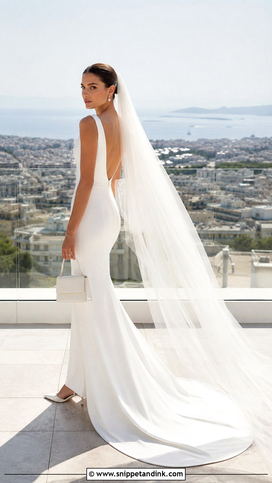 Crepe Column Greece Wedding Dress - Snippet and Ink - 20 Greece Wedding Dress Ideas