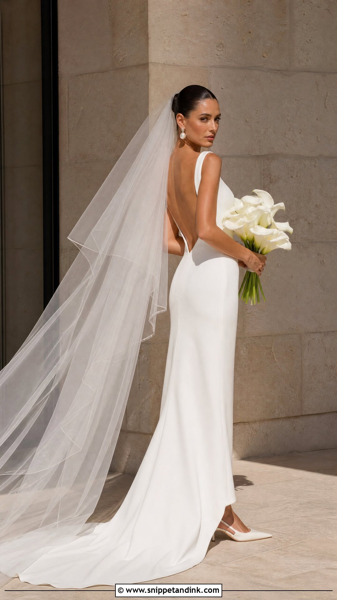 Crepe Column Tuscan Wedding Dress - Snippet and Ink - 20 Tuscan Wedding Dress Ideas