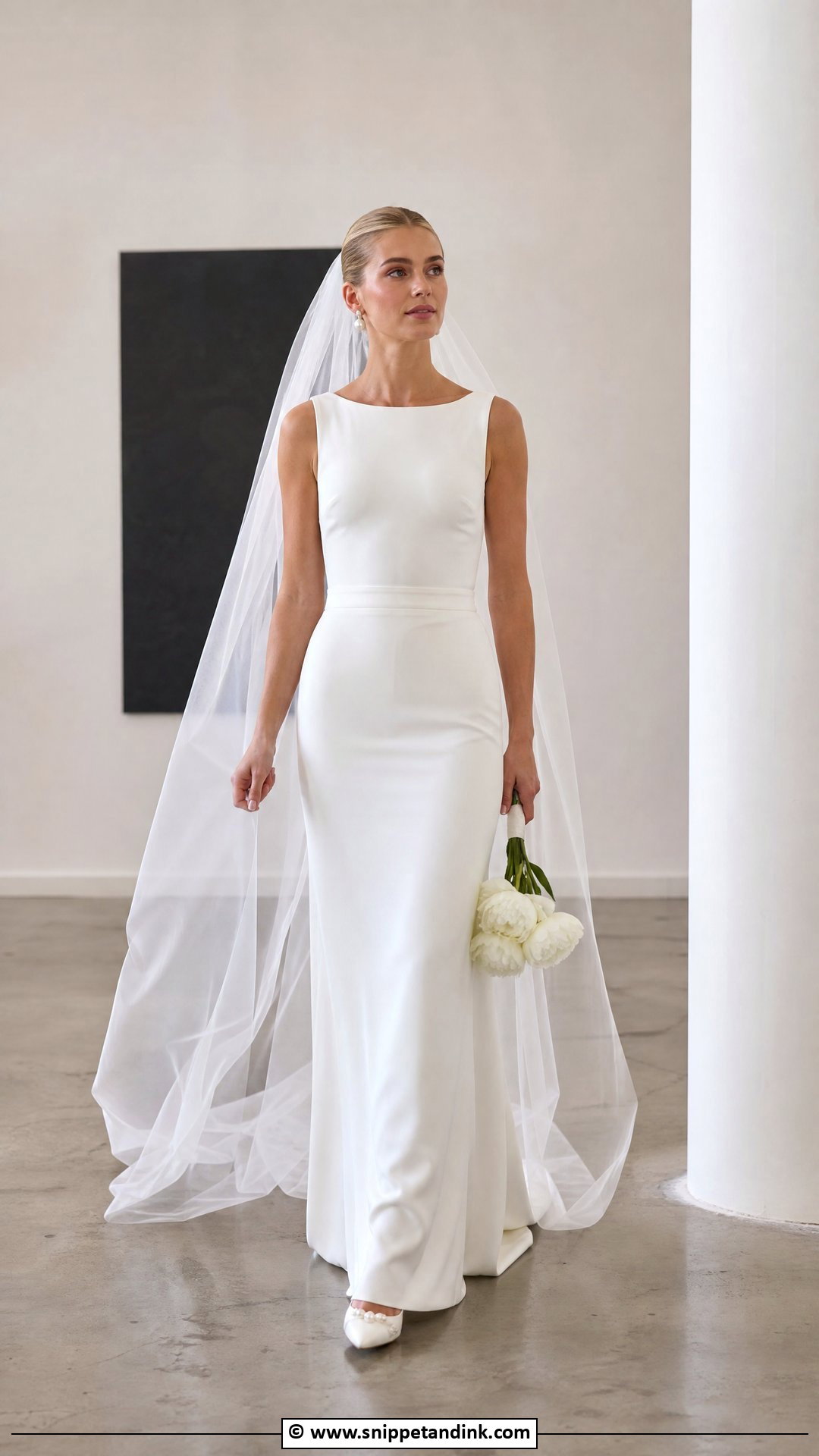Crepe Column Wedding Dress - Snippet and Ink - 35 Classic Wedding Dress Ideas