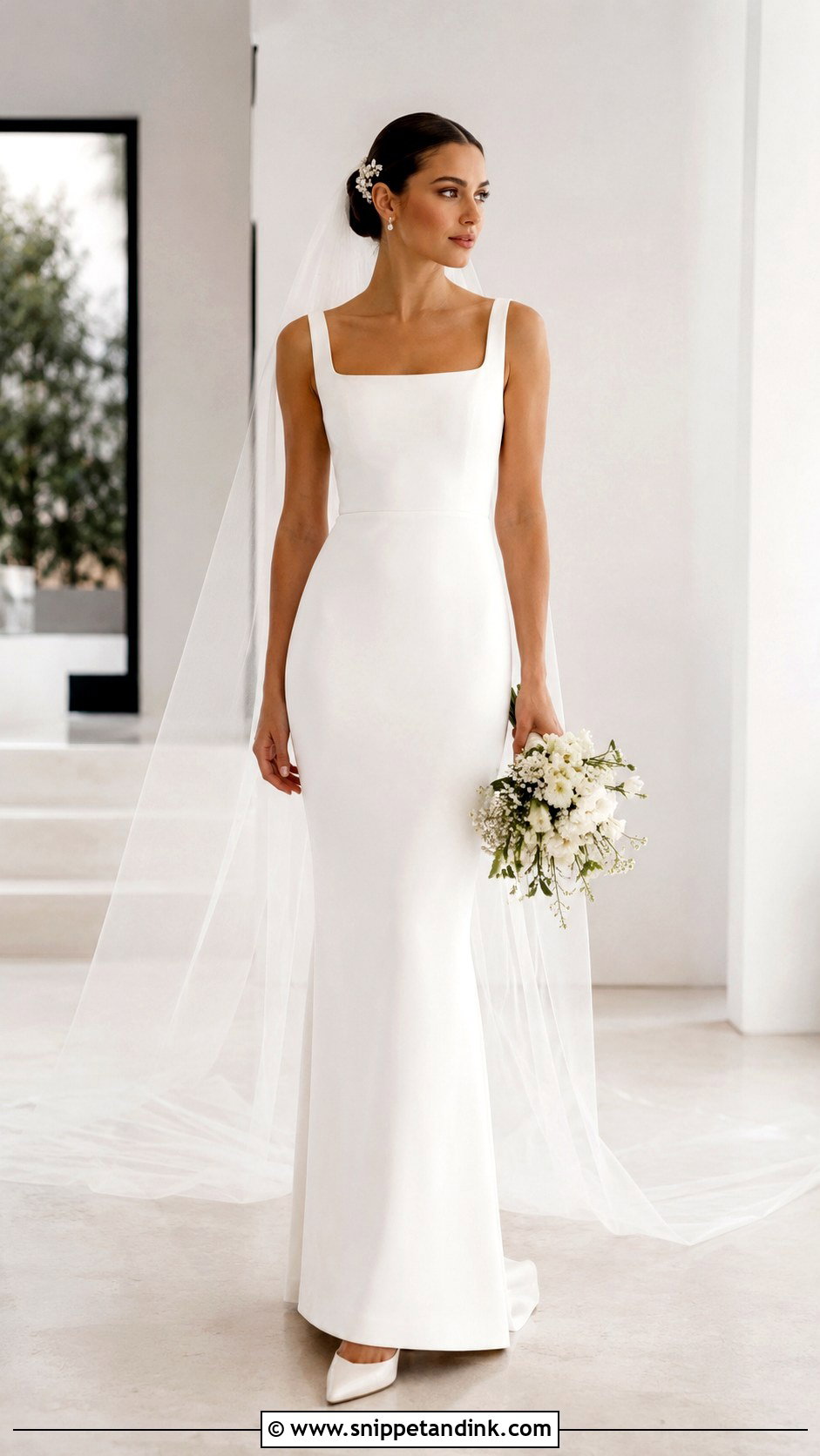 Crepe Column Wedding Dress - Snippet and Ink - 25 Classic Wedding Dresses