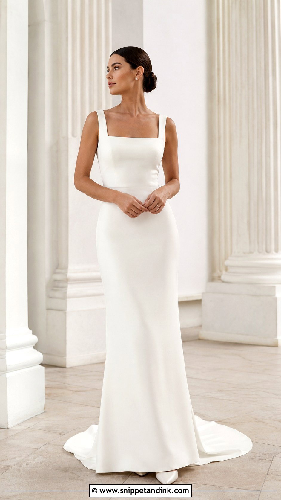 Crepe Column Wedding Dress - Snippet and Ink - 25 Old Money Wedding Dresses