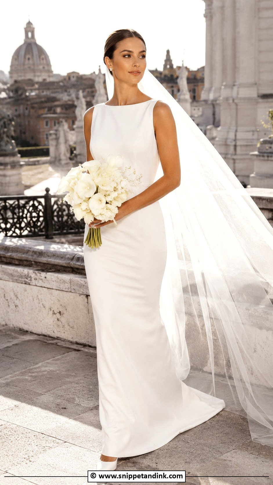 Crepe Column Wedding Dress - Snippet and Ink - 30 Destination Wedding Dress Ideas