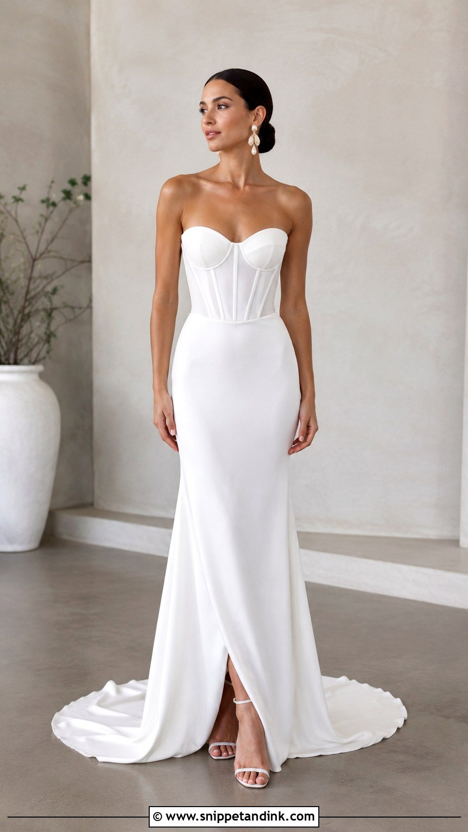 Crepe Corset Bodice Wedding Dress - Snippet and Ink - 25 Wedding Dress Corset Bodice Ideas