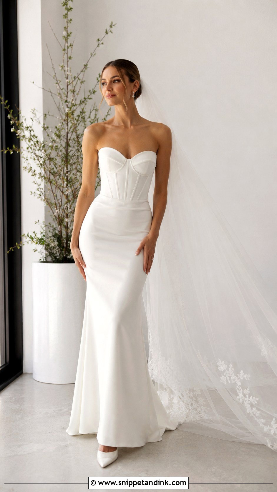 Crepe Corset Bridal Dress - Snippet and Ink - 25 Corset Bridal Dress Ideas