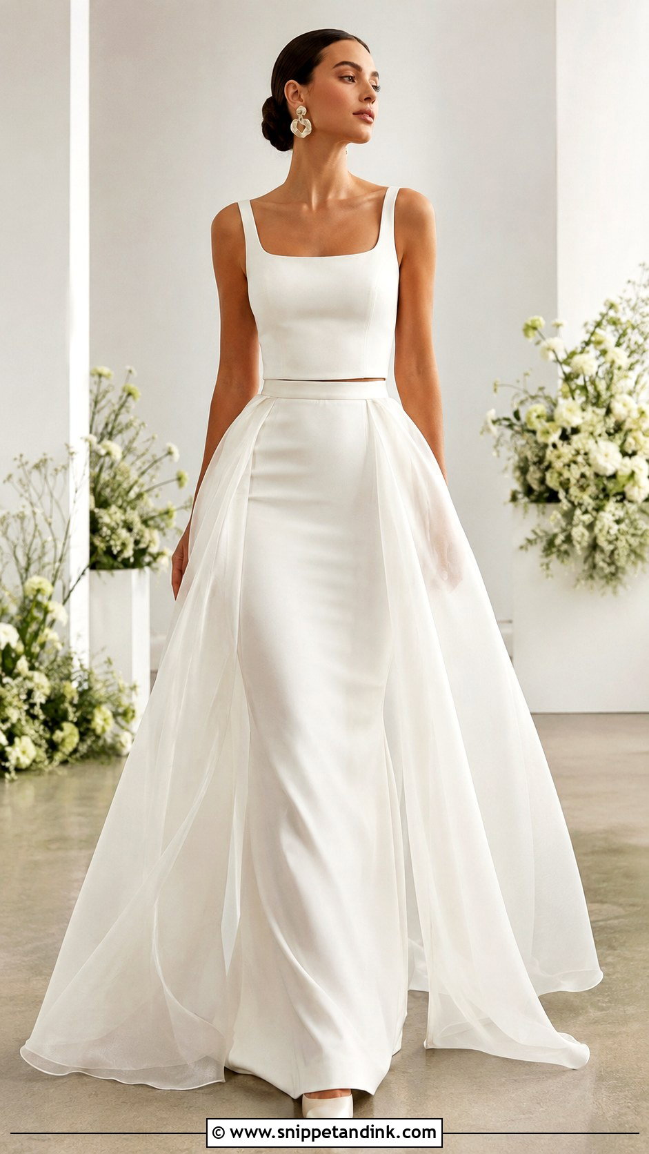 Crepe Detachable 2 Piece Wedding Dress - Snippet and Ink - 20 Detachable 2 Piece Wedding Dress Ideas