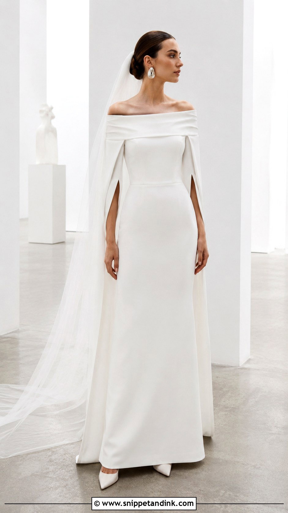 Crepe Drop Sleeve Wedding Dress - Snippet and Ink - 20 Drop Sleeve Wedding Dress Ideas