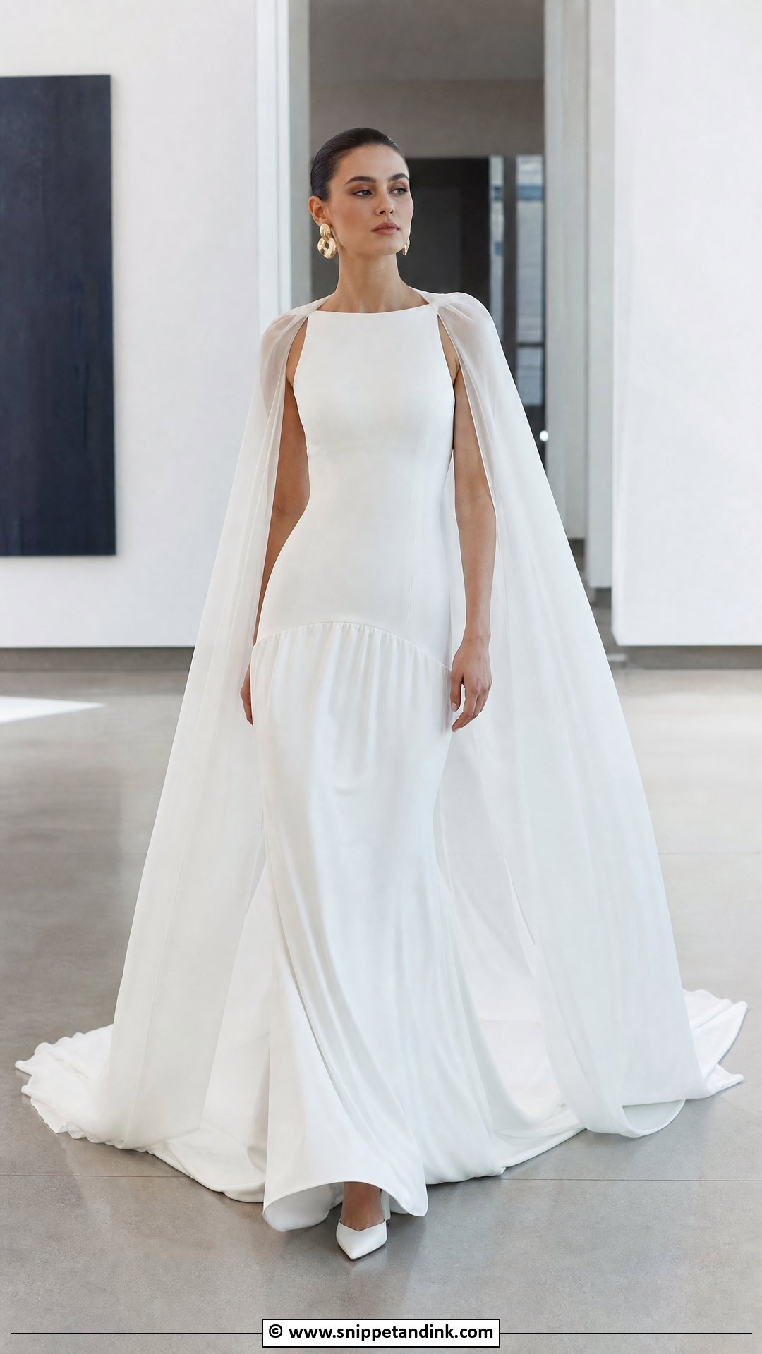 Crepe Drop Waist Wedding Dress With Long Train - Snippet and Ink - 35 Drop Waist Wedding Dress Ideas