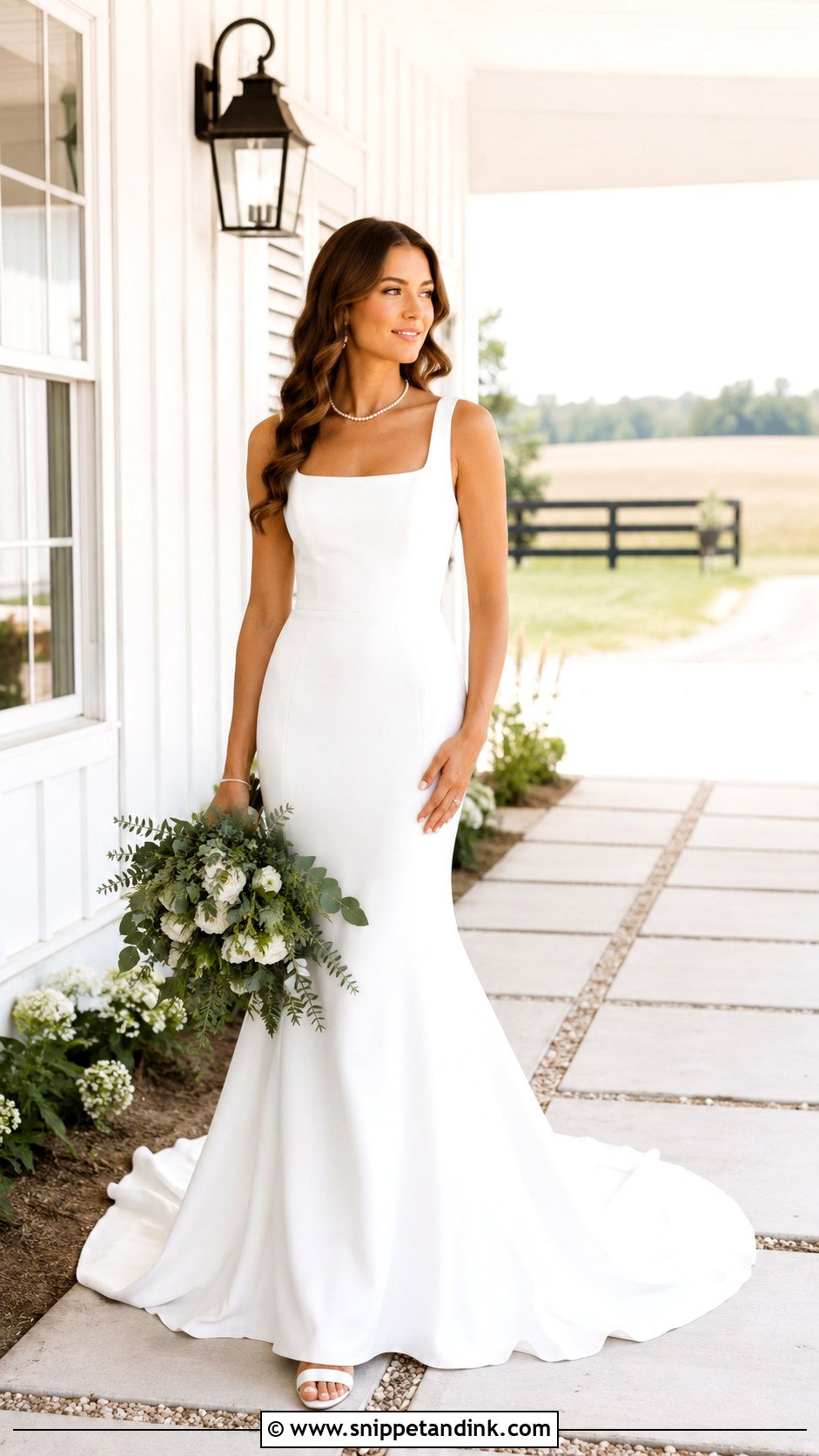 Crepe Farmhouse Wedding Dress - Snippet and Ink - 25 Farmhouse Wedding Dress Ideas