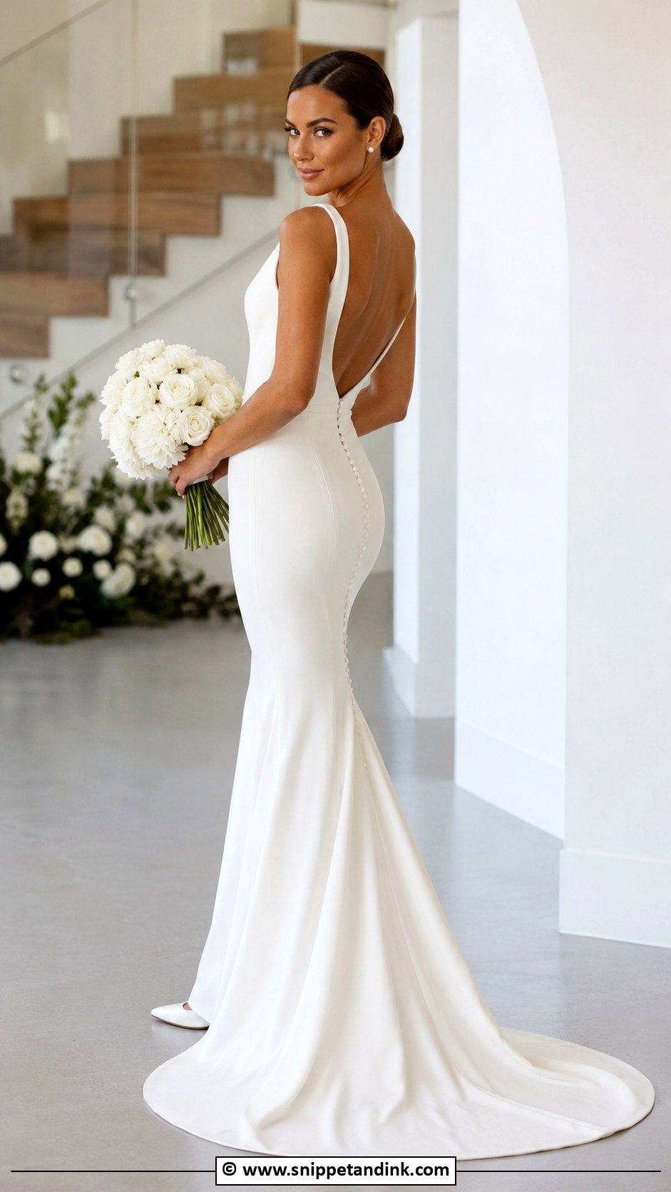 Crepe Fishtail Wedding Dress - Snippet and Ink - 25 Fishtail Wedding Dress Ideas