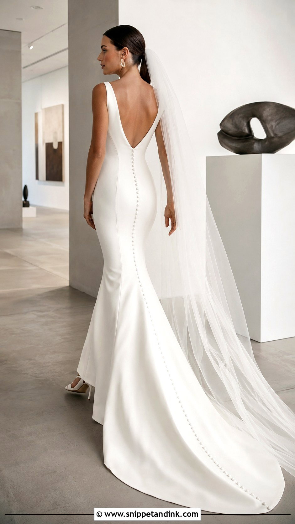 Crepe Fit And Flare Button Back Wedding Dress - Snippet and Ink - 20 Button Back Wedding Dress Ideas
