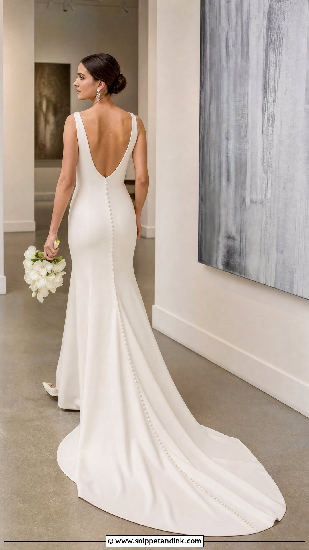 Crepe Fit And Flare Dress With Chapel Train - Snippet and Ink - 25 Dress Train Ideas