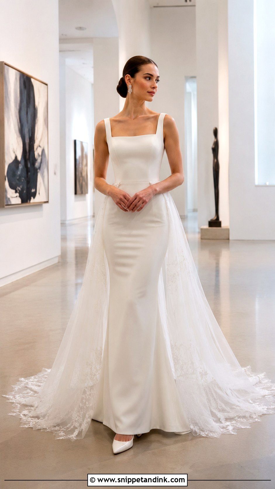 Crepe Fit And Flare Fall Bridal Dress - Snippet and Ink - 20 Fall Bridal Dresses