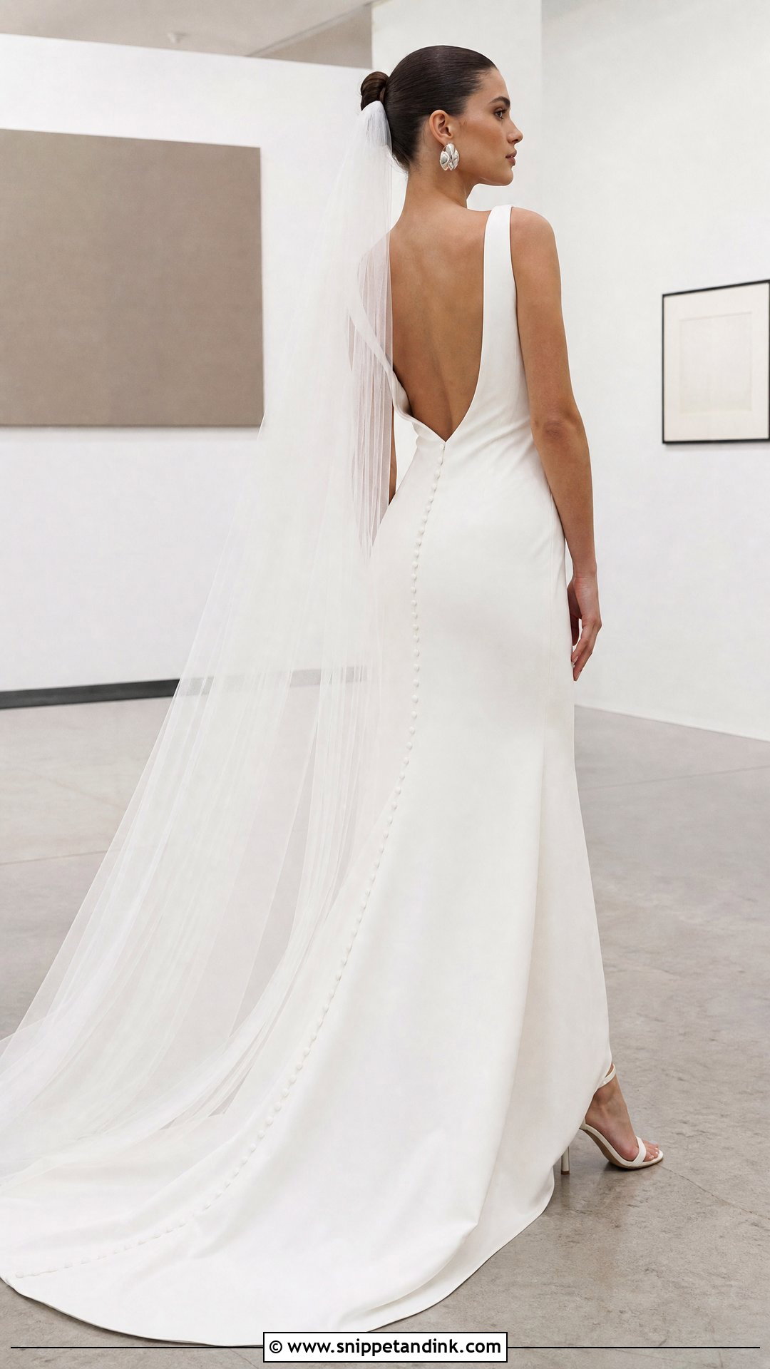Crepe Fit And Flare Low Back Wedding Dress - Snippet and Ink - 25 Low Back Wedding Dresses