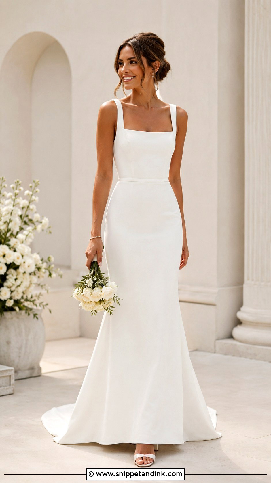 Crepe Fit And Flare Minimalist Wedding Dress - Snippet and Ink - 25 Minimalist Wedding Dress Ideas