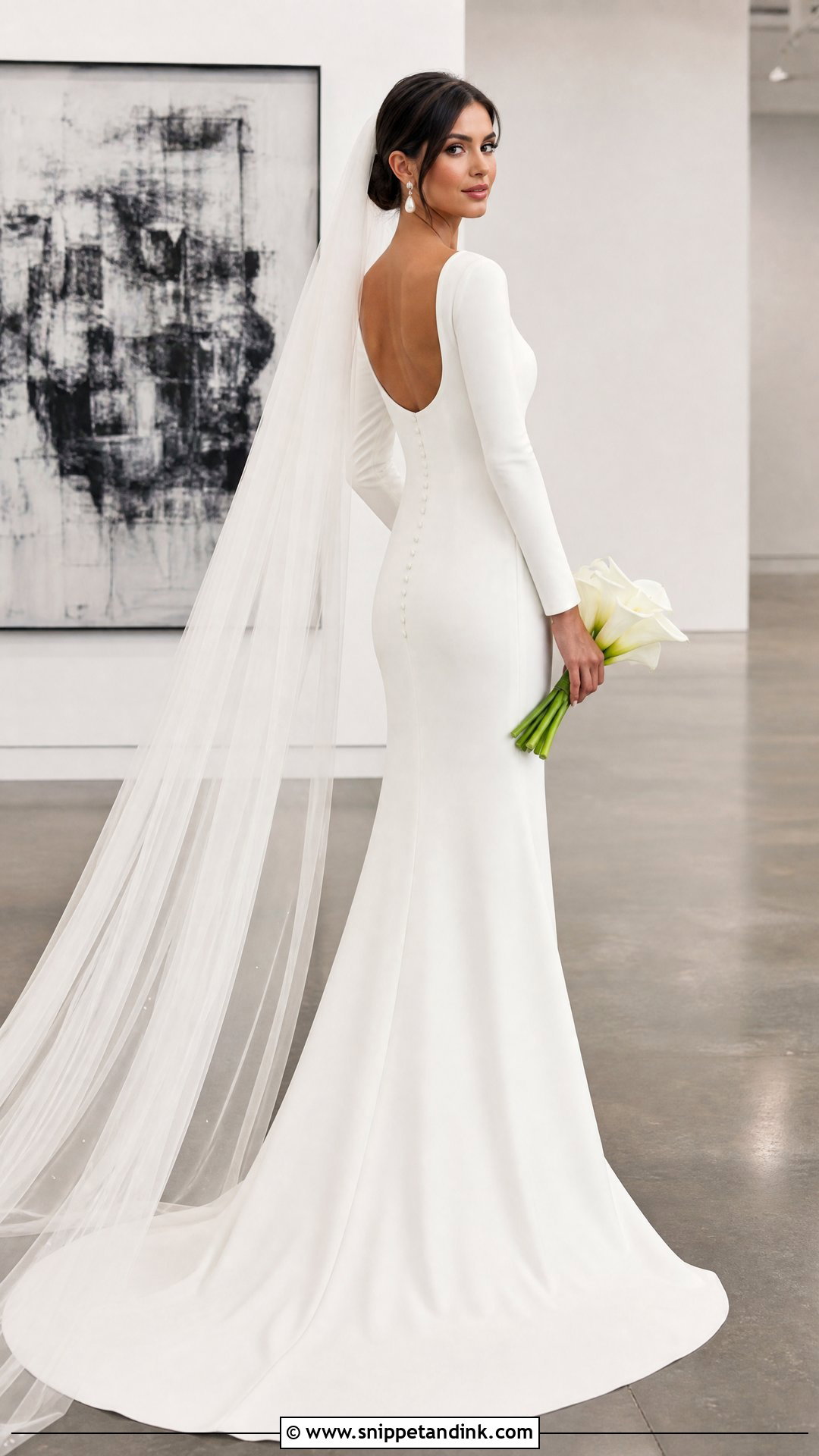 Crepe Fit And Flare Sabrina Wedding Dress - Snippet and Ink - 20 Sabrina Wedding Dress Ideas