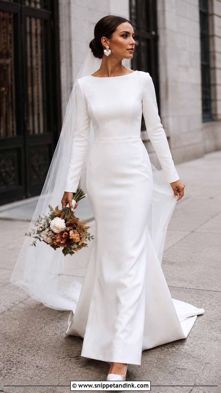 Crepe Fit And Flare Wedding Dress - Snippet and Ink - 25 Fall Wedding Dresses Bride