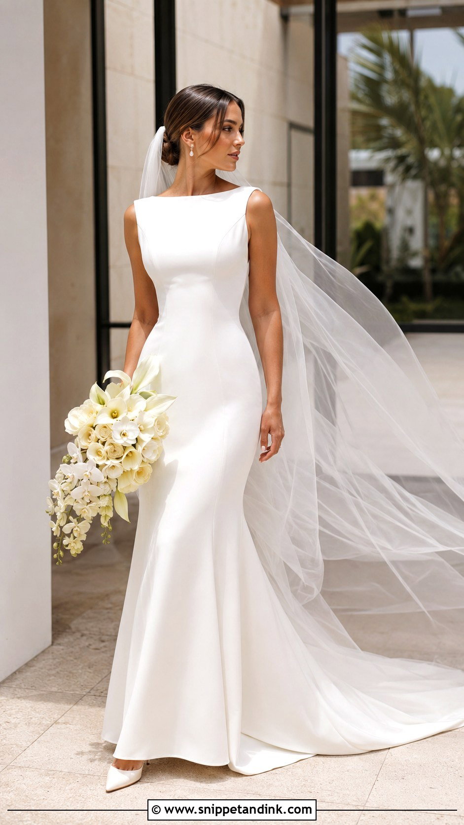 Crepe Fit And Flare Wedding Dress - Snippet and Ink - 20 Fit Wedding Dress Ideas