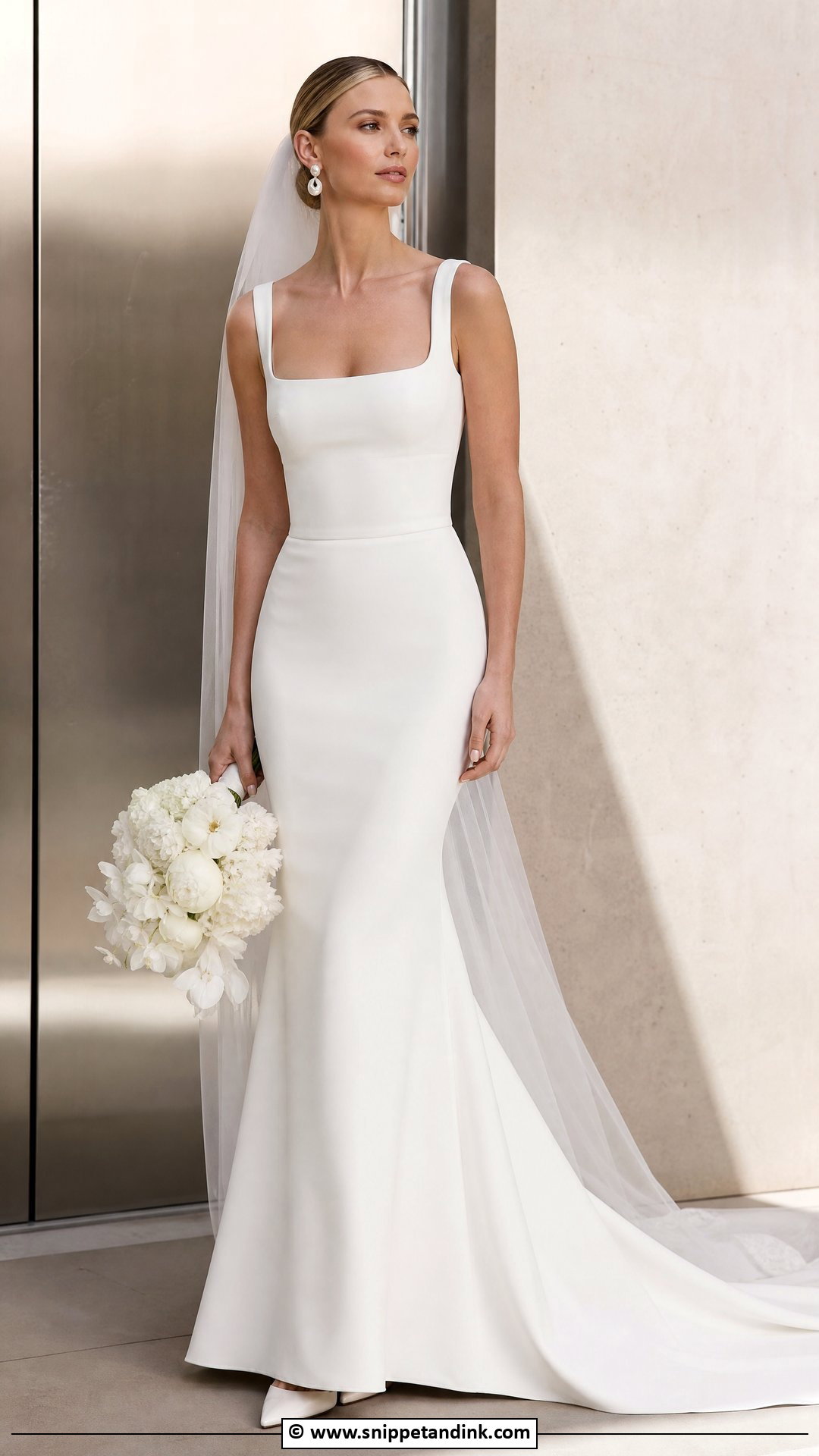 Crepe Fit And Flare Wedding Dress - Snippet and Ink - 35 Classy Elegant Wedding Dress Ideas