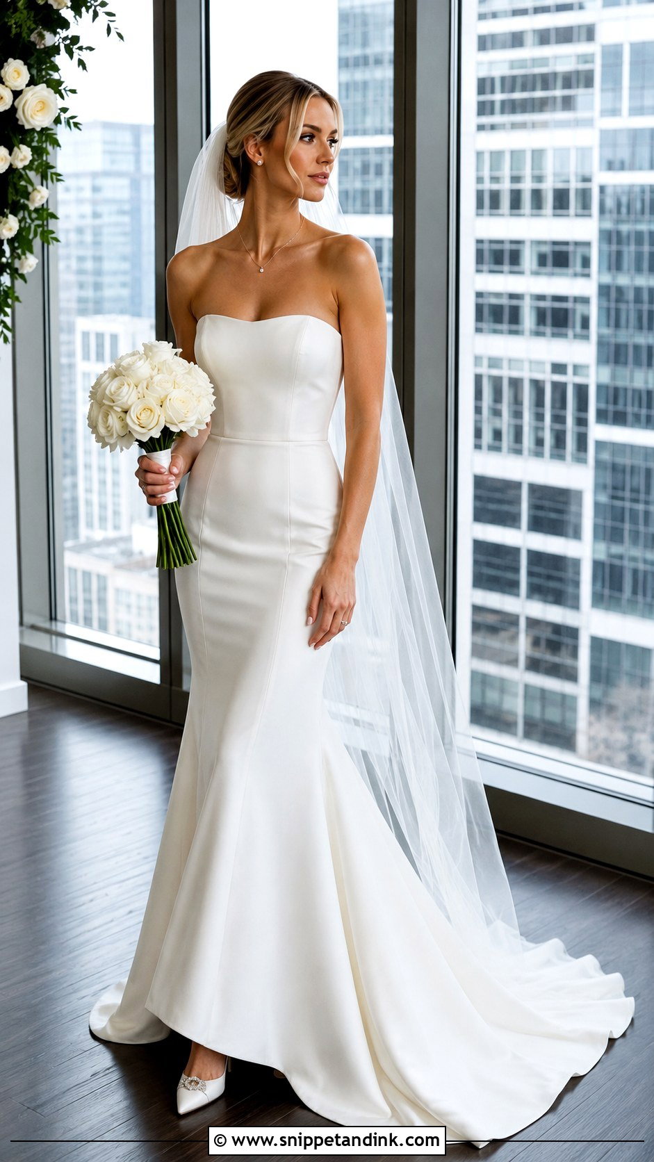Crepe Fit And Flare Wedding Dress - Snippet and Ink - 30 Sleek Wedding Dress Ideas
