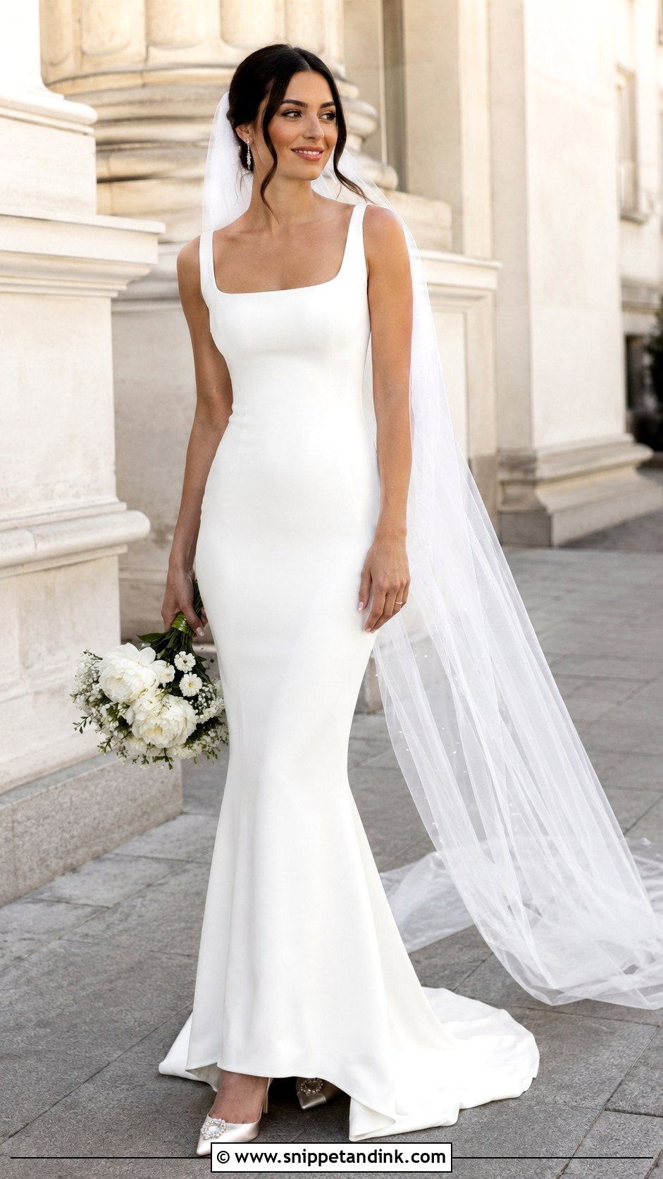 Crepe Fit And Flare Wedding Dress - Snippet and Ink - 25 Modern Timeless Wedding Dress Ideas