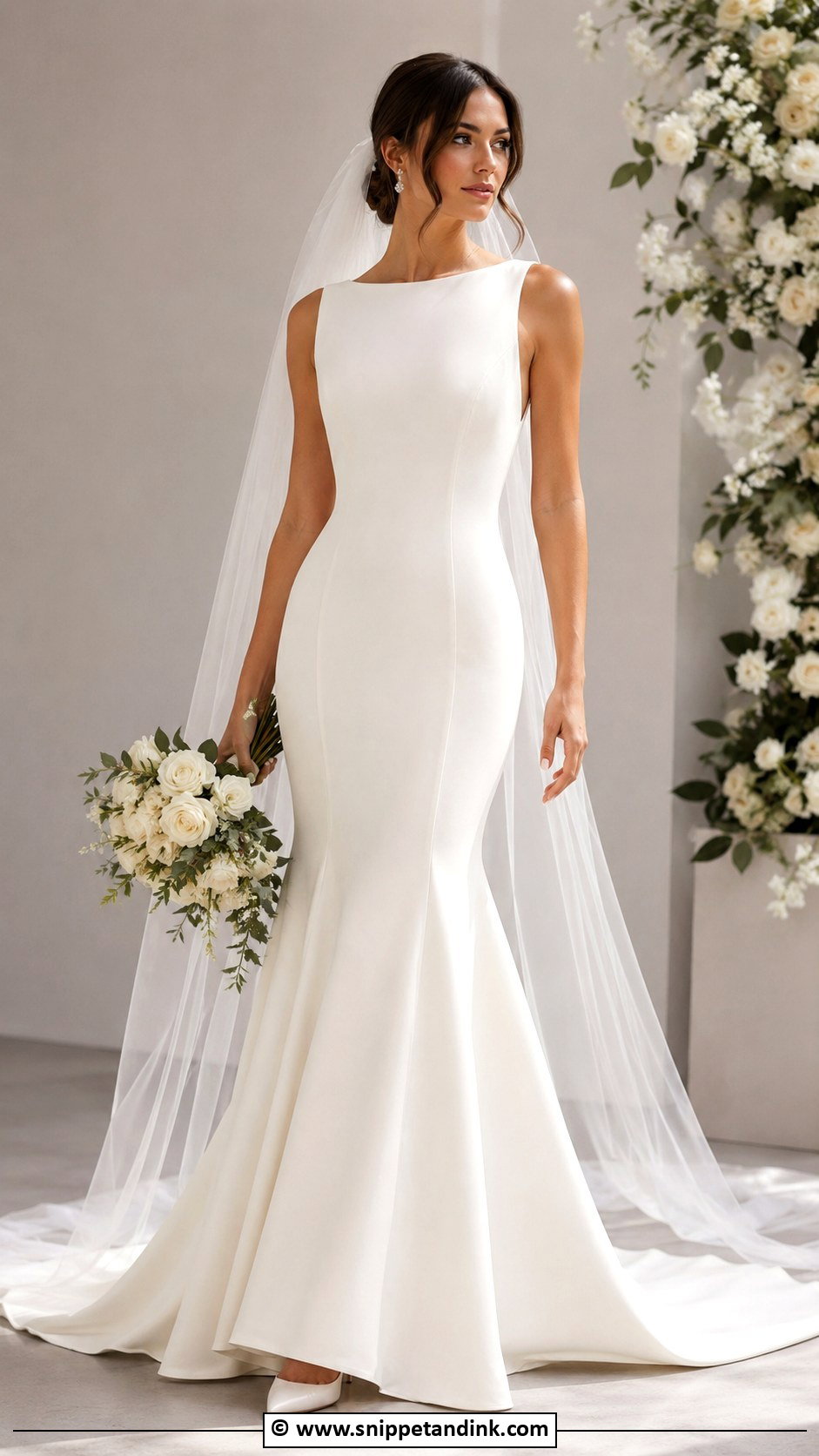 Crepe Fit And Flare Wedding Dress - Snippet and Ink - 30 Chic Wedding Dress Ideas
