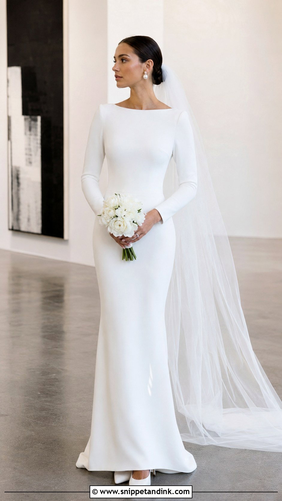 Crepe Fitted Wedding Dress With Sleeves - Snippet and Ink - 20 Fitted Wedding Dress with Sleeves