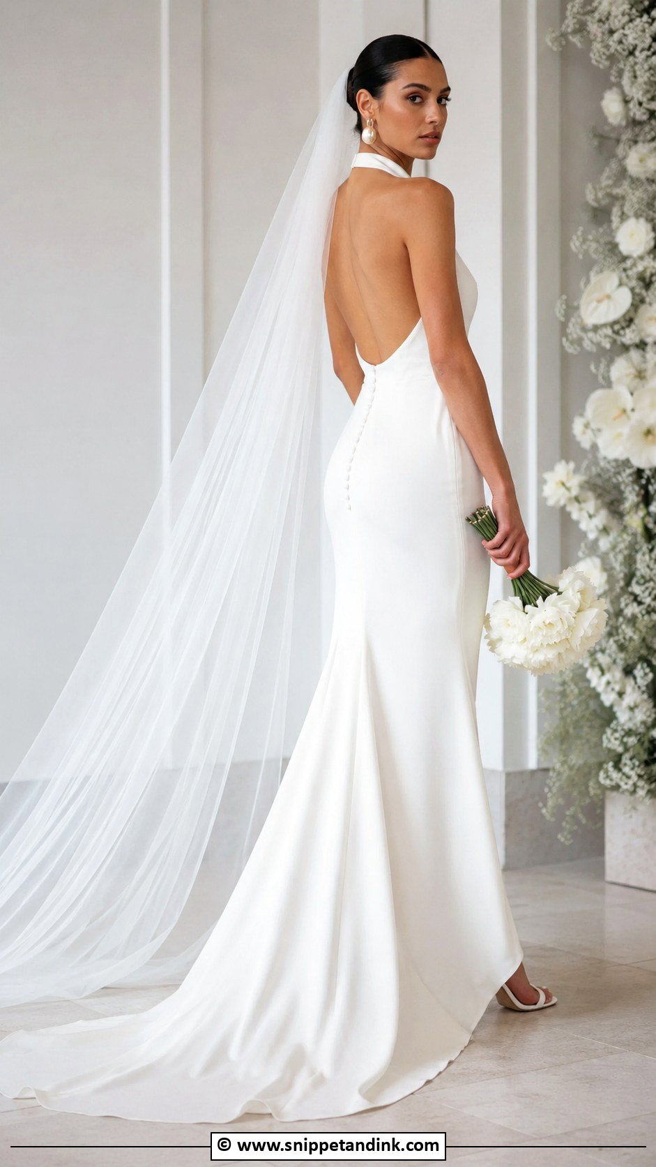Crepe Halter Neck Wedding Dress - Snippet and Ink - 30 Halter Neck Wedding Dress Ideas