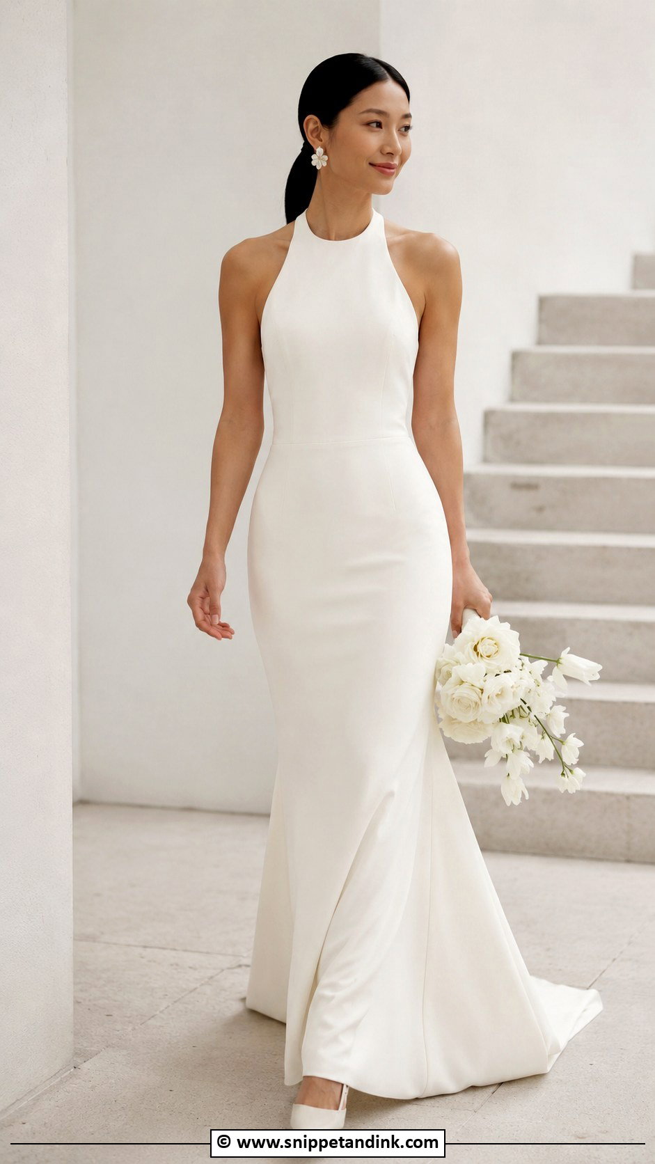 Crepe Halter Wedding Dress - Snippet and Ink - 25 Halter Top Wedding Dress Ideas