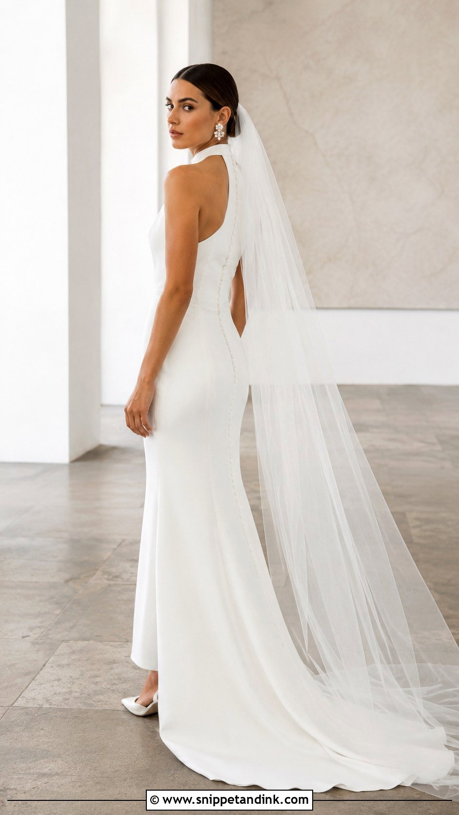 Crepe High Neck Halter Wedding Dress - Snippet and Ink - 20 High Neck Halter Wedding Dress Ideas