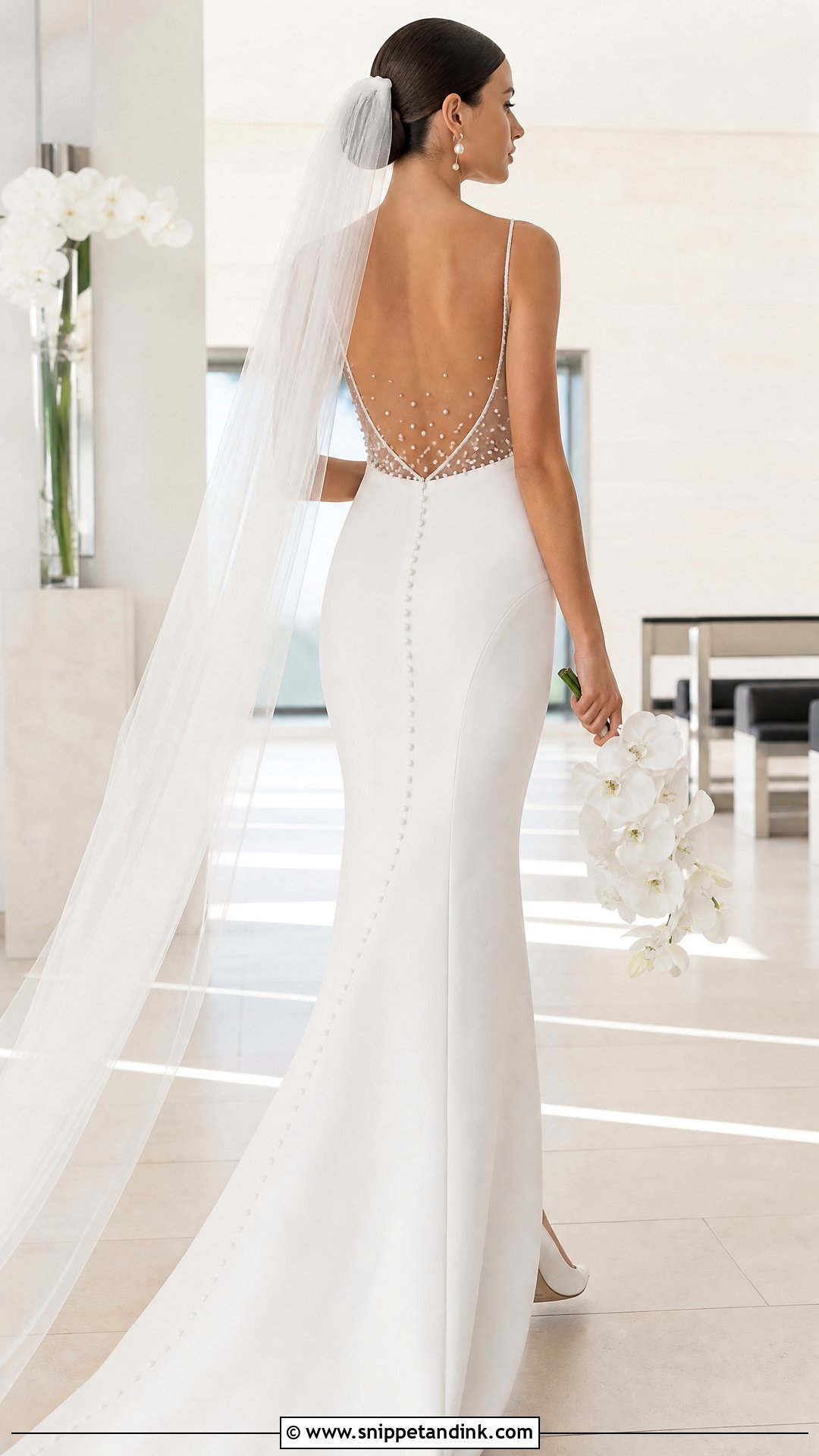 Crepe Illusion Back Wedding Dress - Snippet and Ink - 20 Illusion Back Wedding Dress Ideas