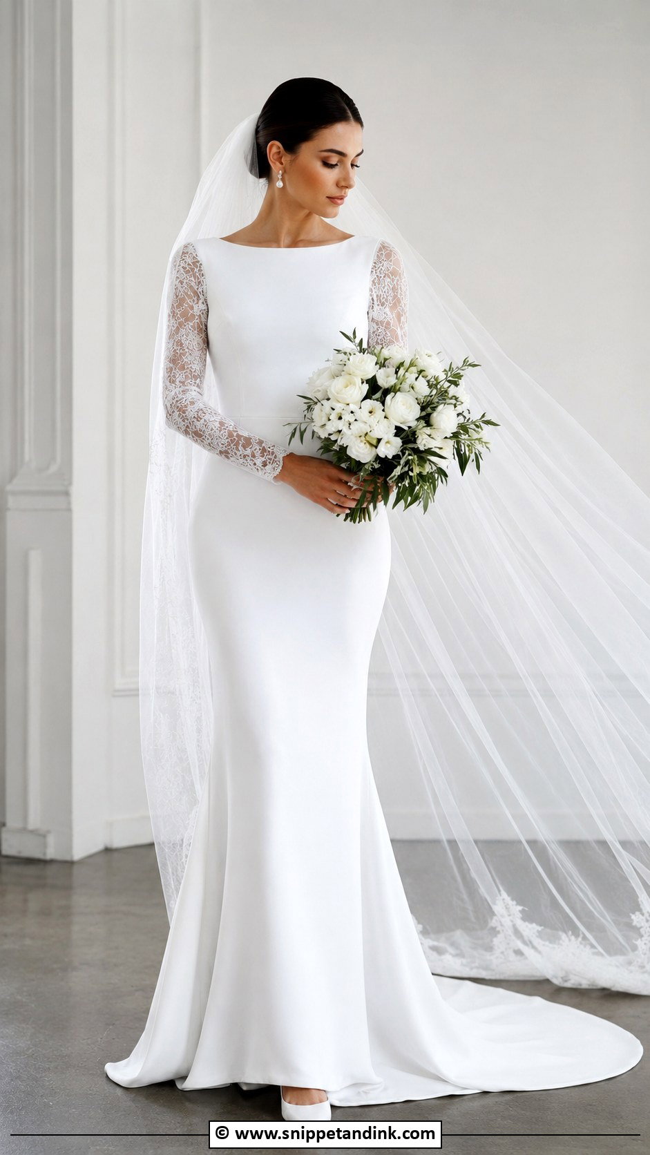 Crepe Lace Wedding Dress With Sleeves - Snippet and Ink - 30 Lace Wedding Dress with Sleeves