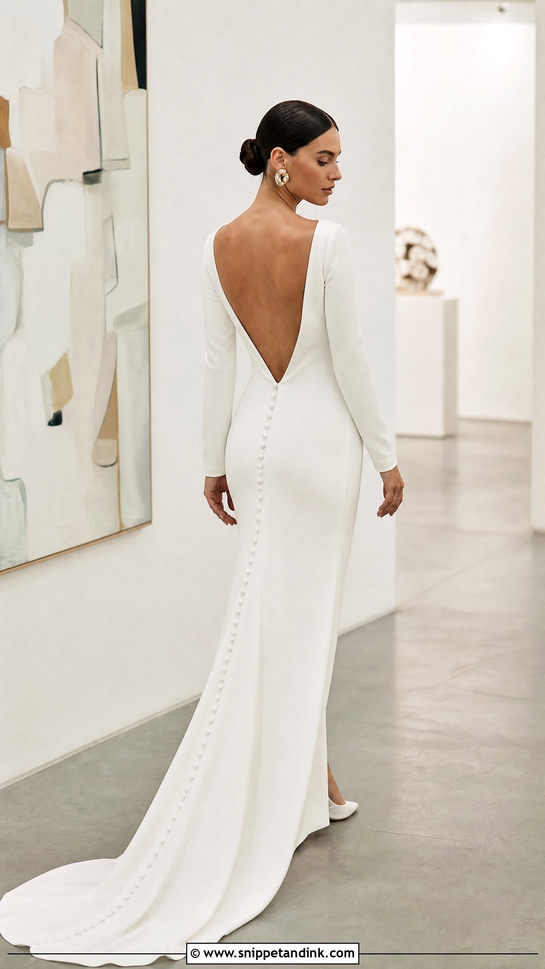Crepe Long Sleeve Open Back Wedding Dress - Snippet and Ink - 25 Long Sleeve Open Back Wedding Dress Ideas