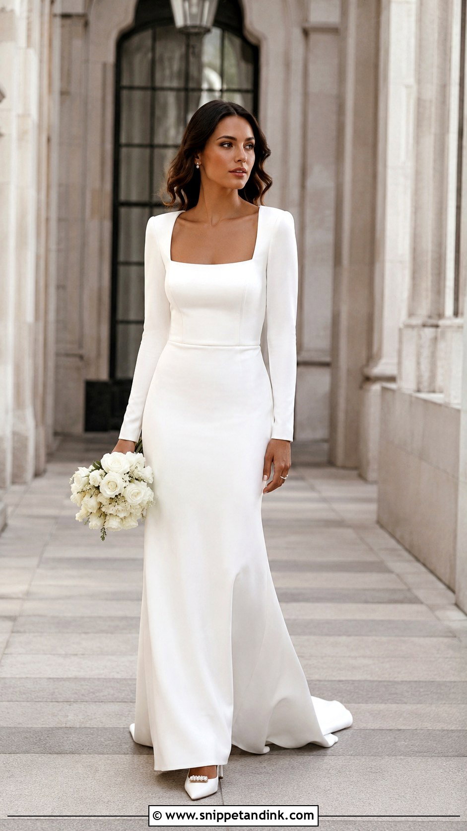 Crepe Long Sleeve Wedding Dress - Snippet and Ink - 25 Sleeved Wedding Dress Ideas