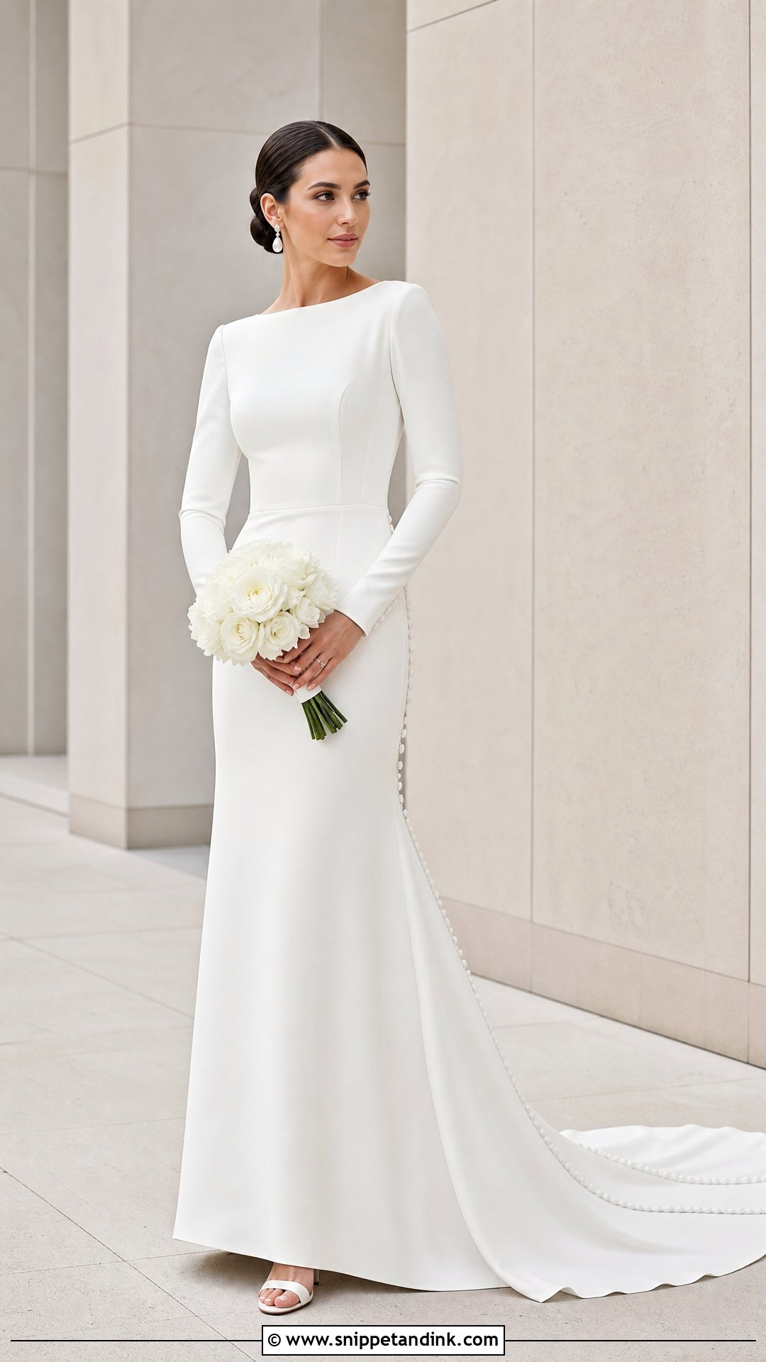 Crepe Long Sleeve Wedding Dress - Snippet and Ink - 25 Romantic Long Sleeve Wedding Dress Ideas