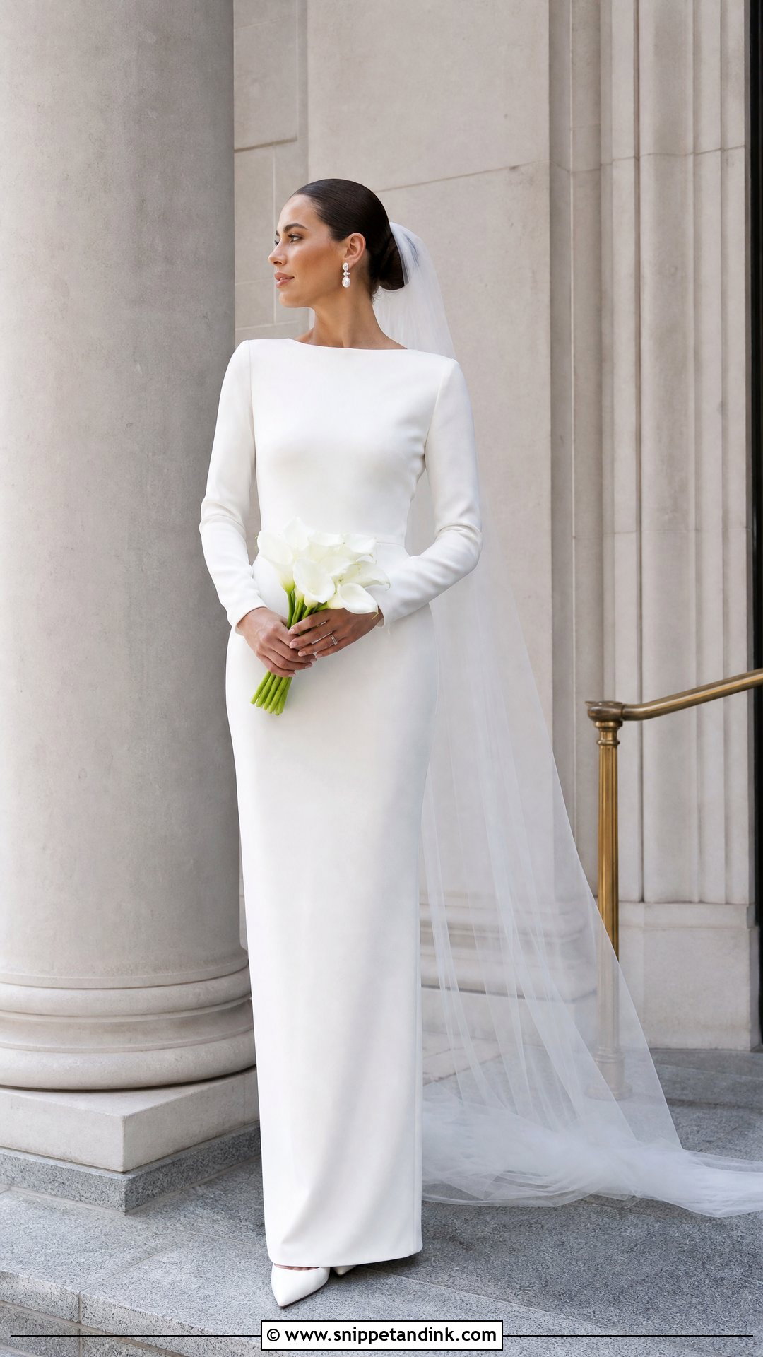 Crepe Long Sleeve Wedding Dress - Snippet and Ink - 25 Timeless Wedding Dresses with Sleeves