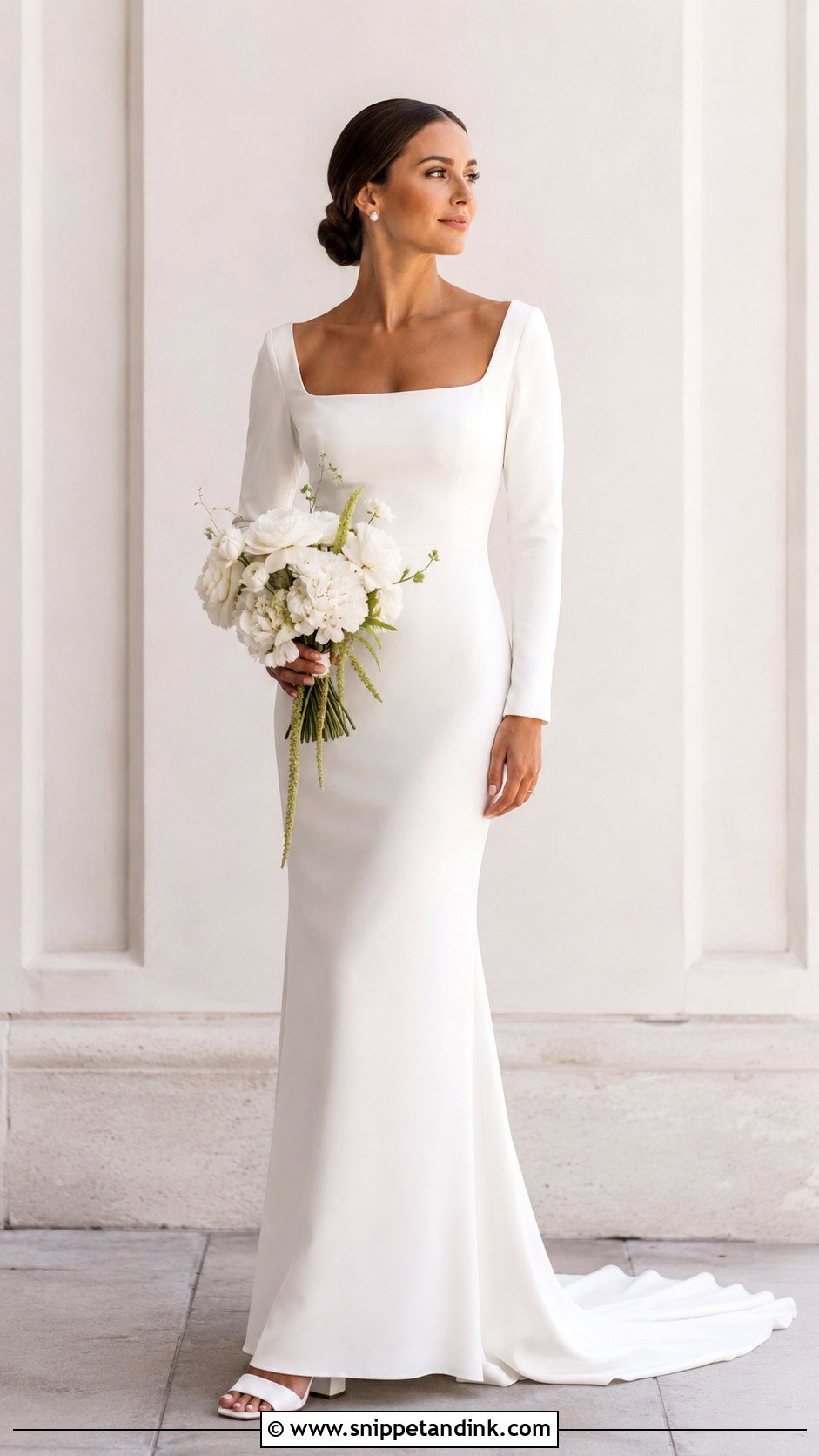 Crepe Long Sleeve Wedding Dress - Snippet and Ink - 25 Wedding Dresses with Long Sleeves