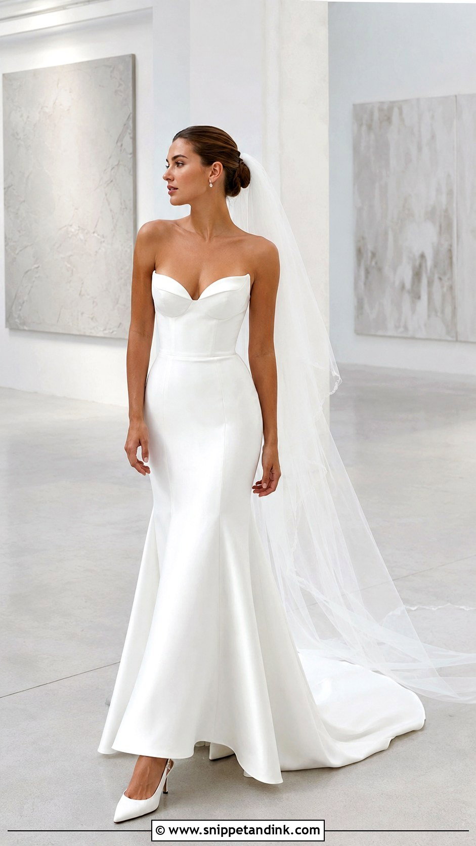 Crepe Mermaid Balconette Wedding Dress - Snippet and Ink - 20 Balconette Wedding Dress Ideas