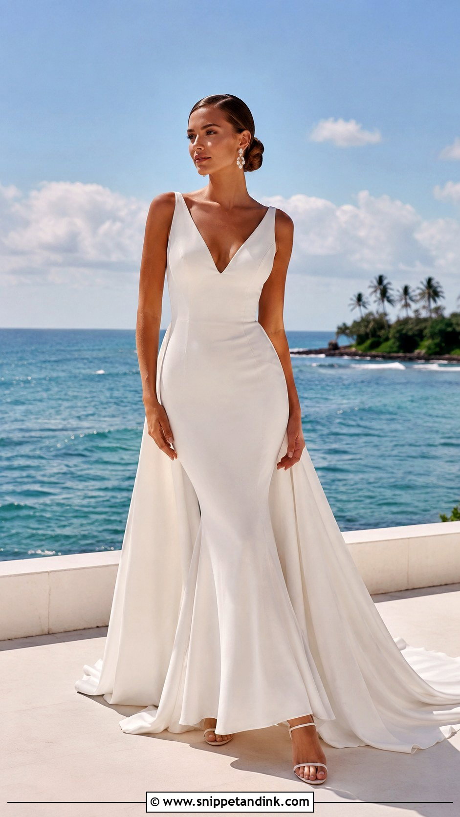 Crepe Mermaid Beach Wedding Dress - Snippet and Ink - 20 Beachy Wedding Dress Beach Styles