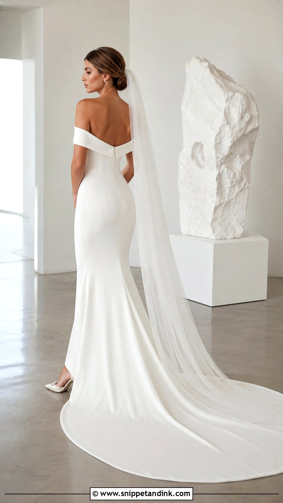 Crepe Mermaid Court Train Wedding Dress - Snippet and Ink - 20 Court Train Wedding Dress Ideas