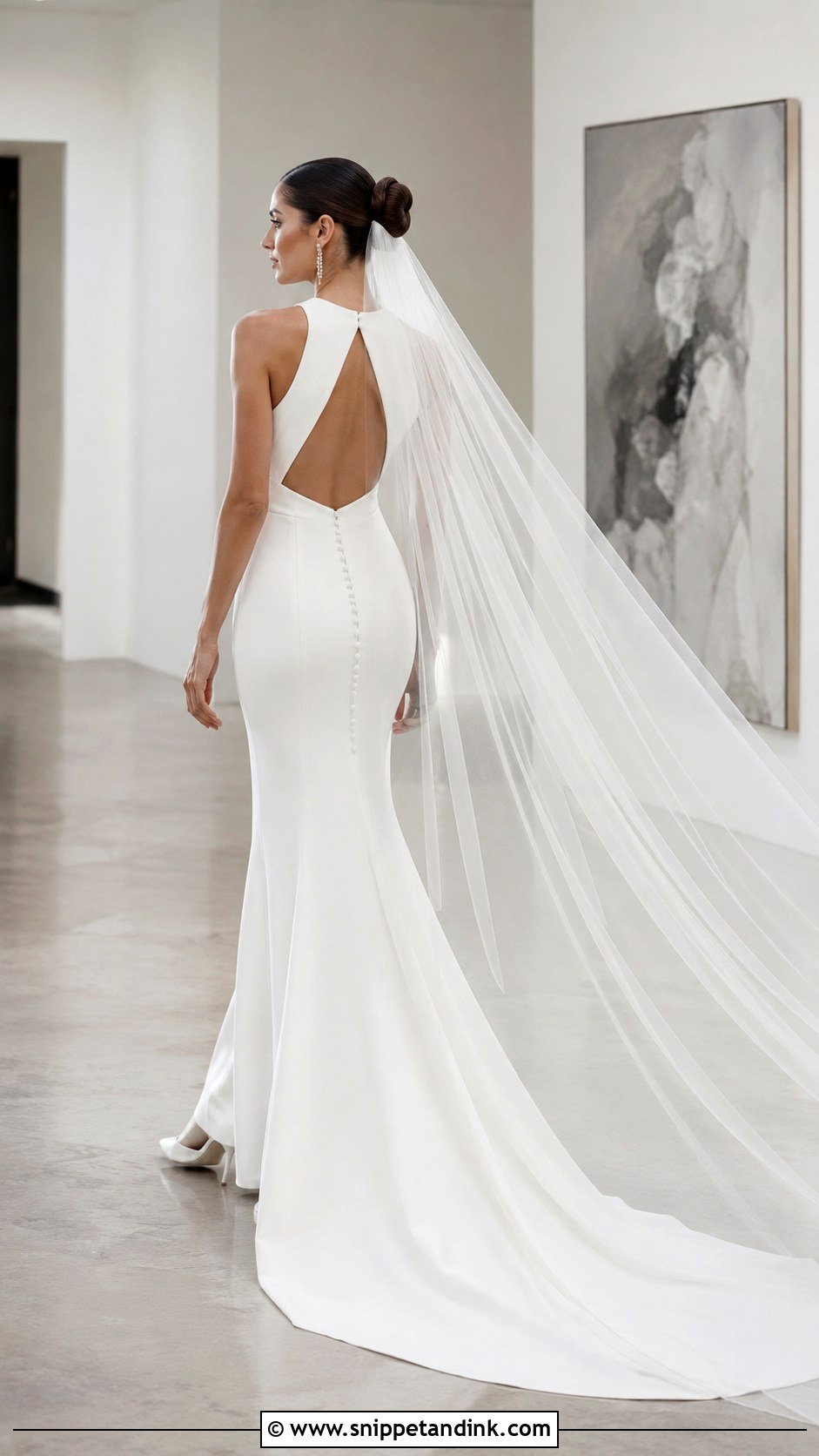 Crepe Mermaid Keyhole Back Wedding Dress - Snippet and Ink - 20 Keyhole Wedding Dress Ideas