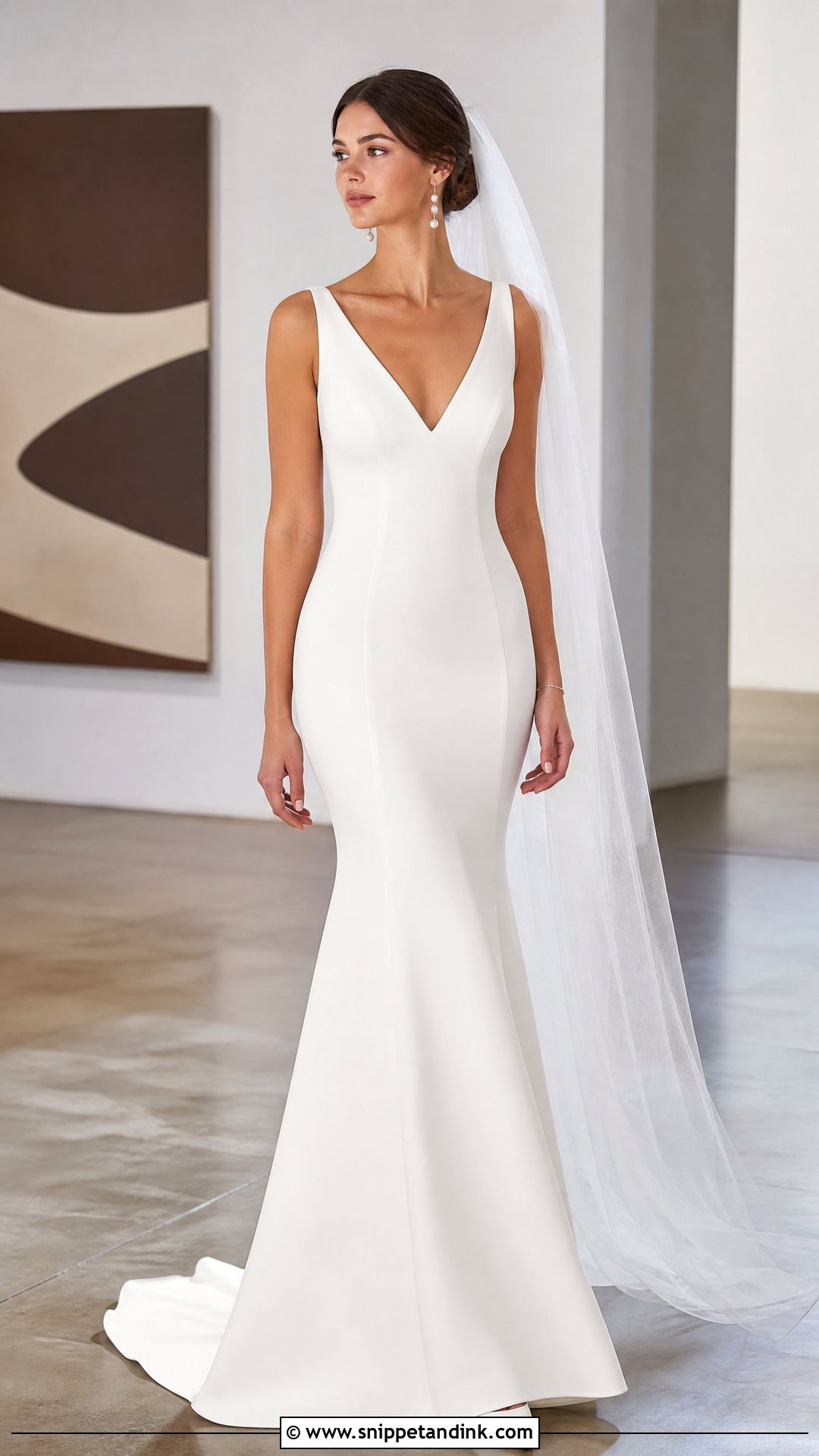 Crepe Mermaid Long Wedding Dress - Snippet and Ink - 25 Long Wedding Dress Ideas