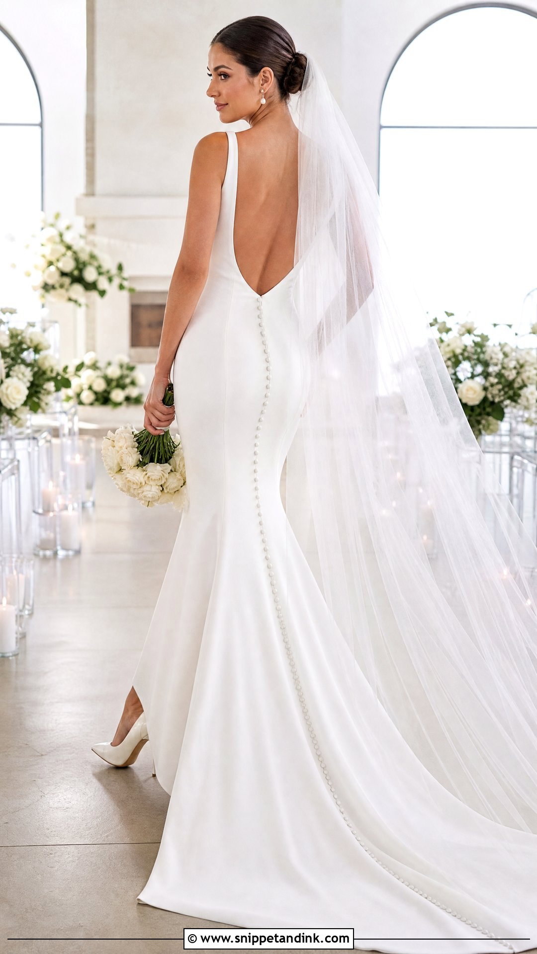 Crepe Mermaid Open Back Wedding Dress - Snippet and Ink - 20 Tight Wedding Dress Open Backs Ideas