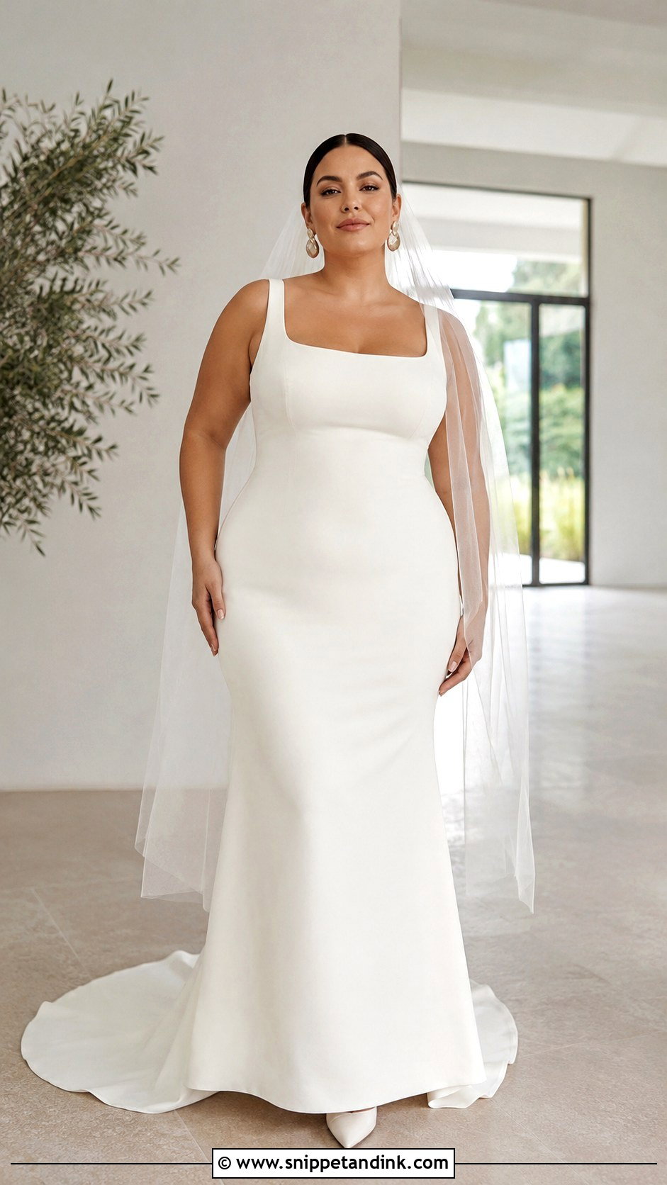 Crepe Mermaid Sweep Train Dress - Snippet and Ink - 20 Bridal Train Dresses