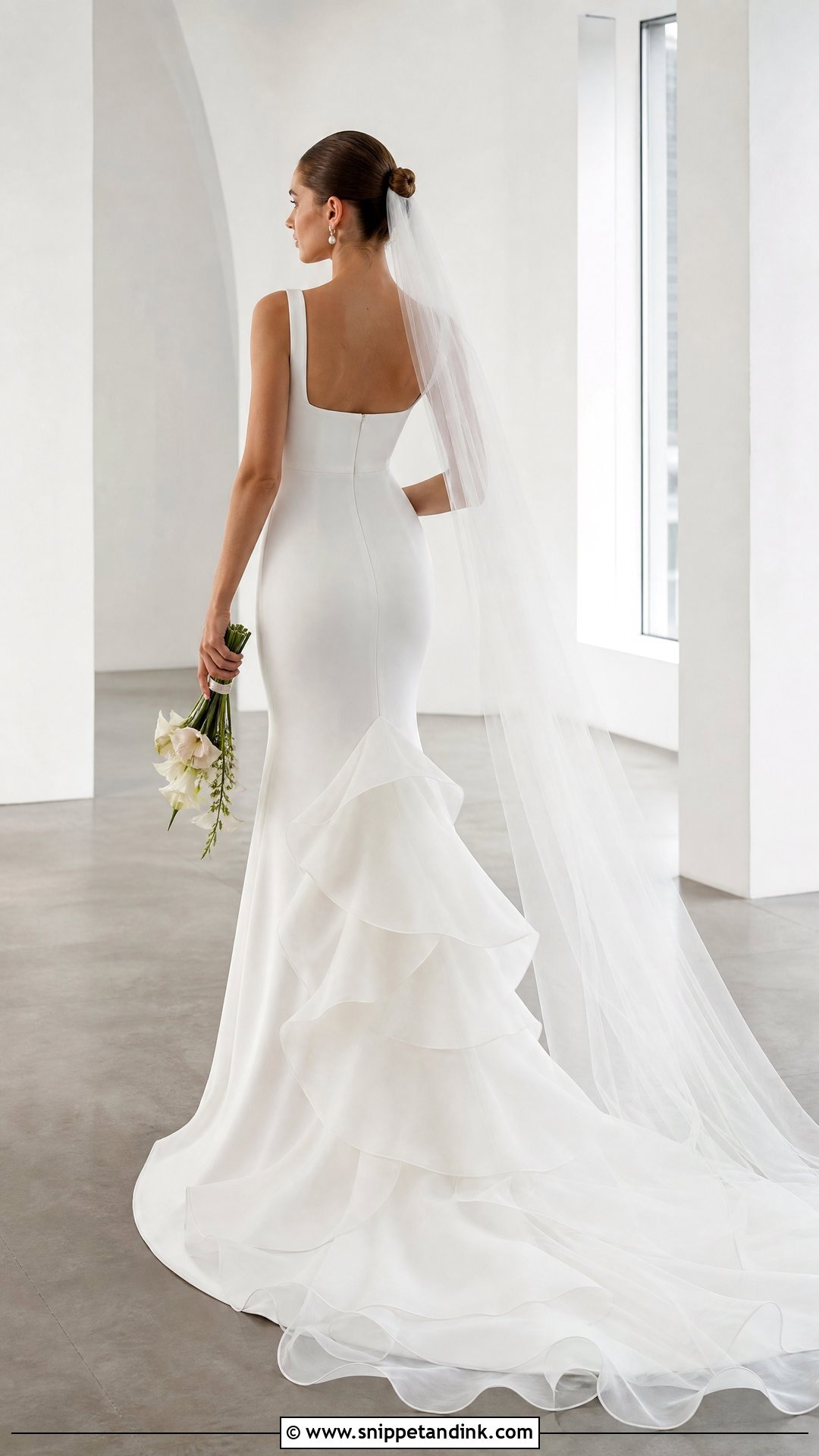 Crepe Mermaid Wedding Dress With Back Ruffles - Snippet and Ink - 20 Mermaid Wedding Dress with Ruffles Ideas